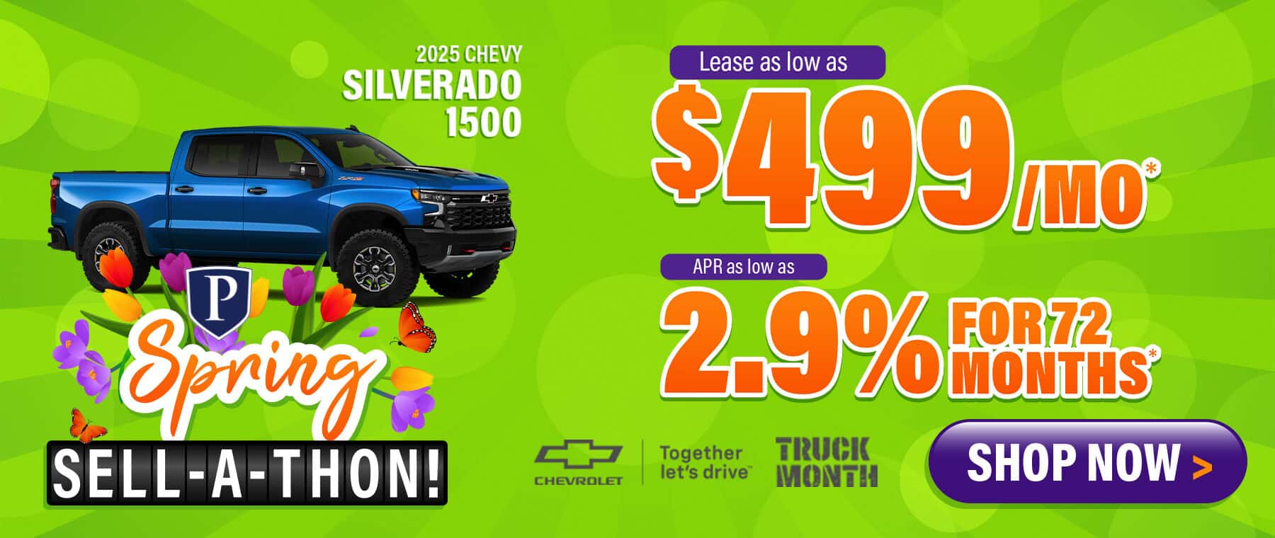 2025 Chevy Silverado 1500 - lease as low as $499 a month; APR as low as 2.9% APR for 72 months