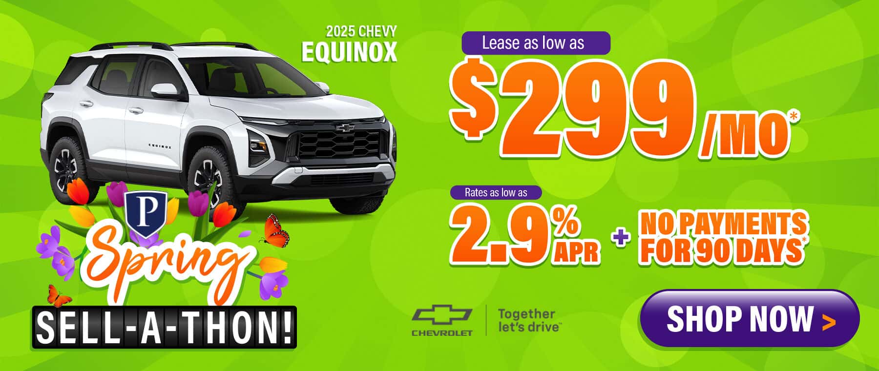 2025 Chevy Equinox - finance as low as 2.9% APR + no payments for 90 days; lease from $299 a month