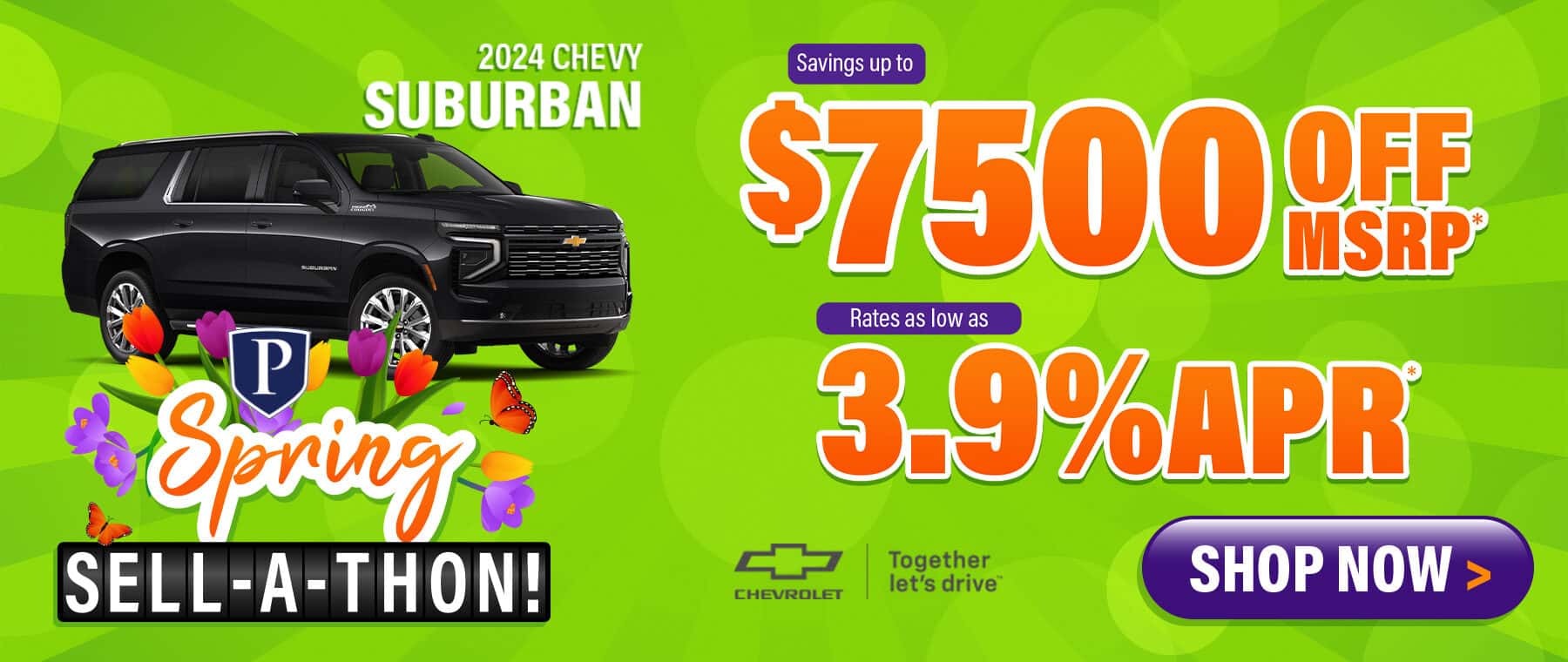 2024 Chevy Suburban - finance as low as 3.9% APR; saving up to $7500 Off MSRP