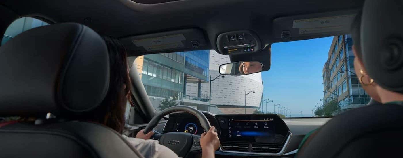 A close-up of the front dash is shown in a 2025 Chevy Trax for sale.
