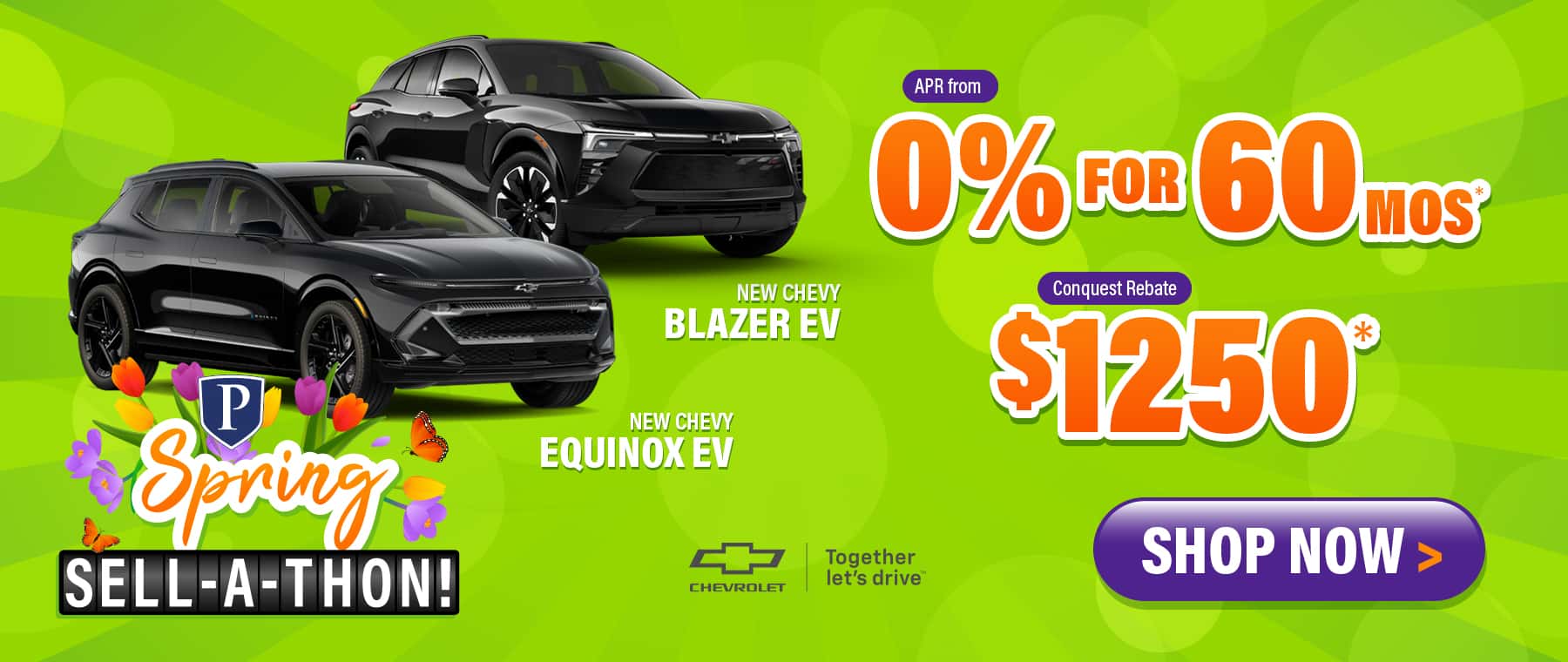 New Chevy Blazer EV and Equinox EV - finance as low as 0% APR for 60 months; Conquest Rebate $1250