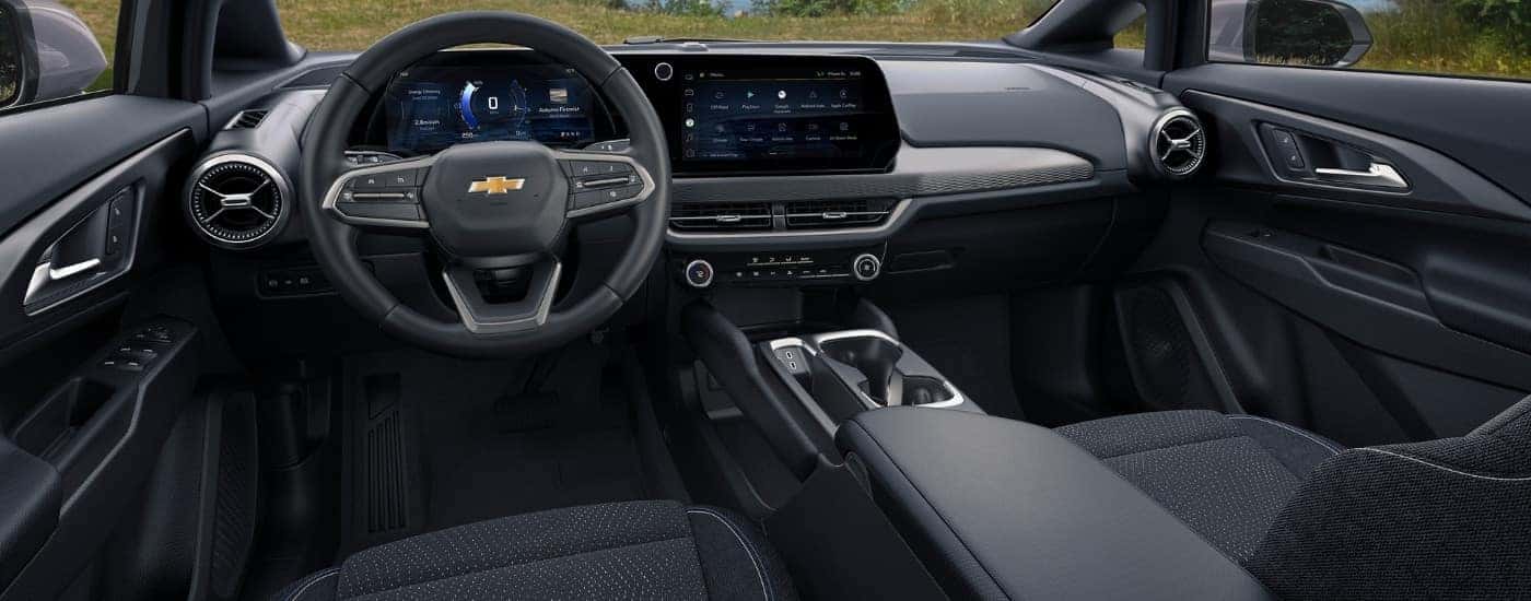 Black interior of a 2024 Chevy Equinox EV.
