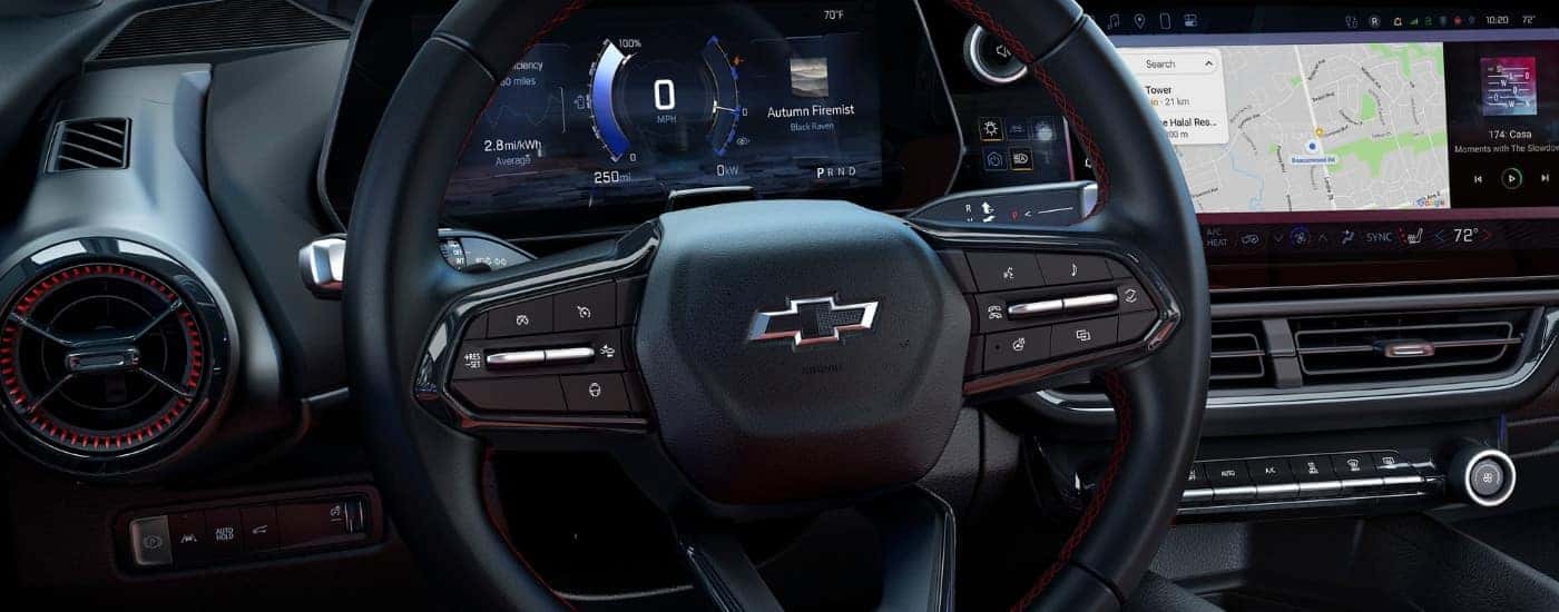 Interior details in a 2024 Chevy Equinox EV RS.