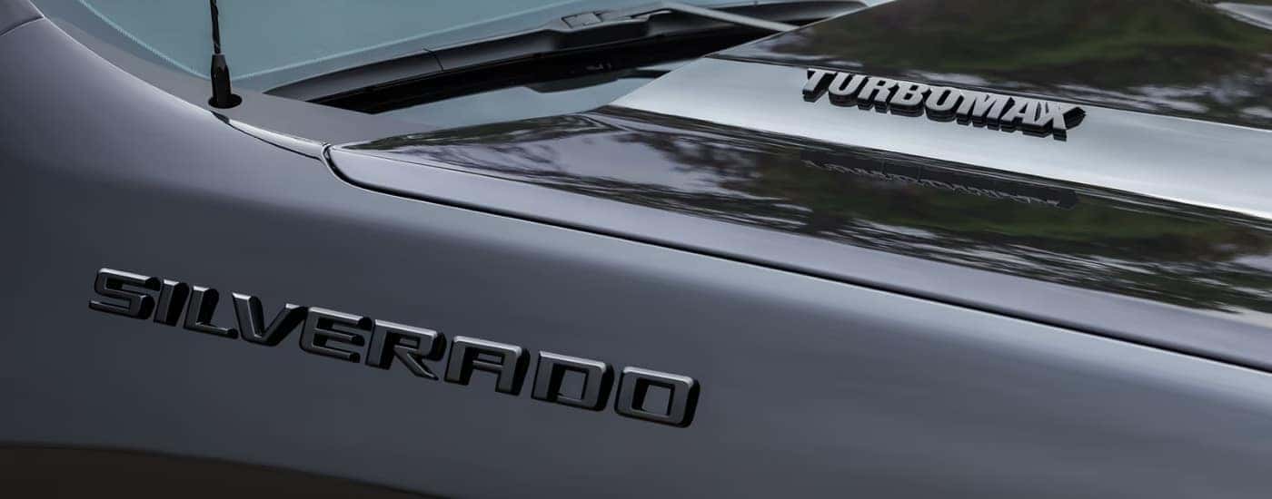 Badging on a black 2025 Chevy Silverado 1500 Black Out Edition.