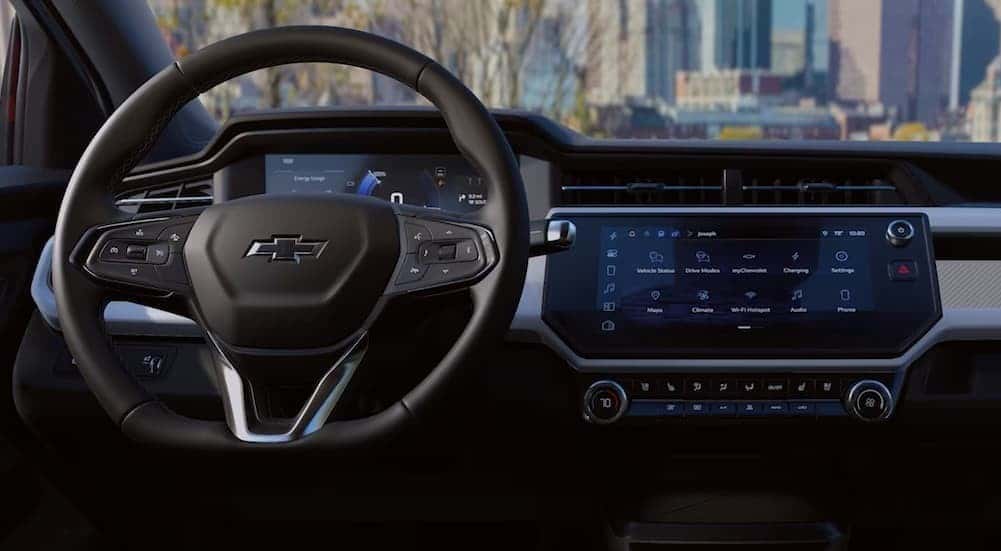 The black dash in a 2027 Chevy Bolt RS.