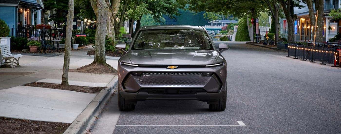 Grey 2024 Chevy Equinox EV 1LT parked on a city street
