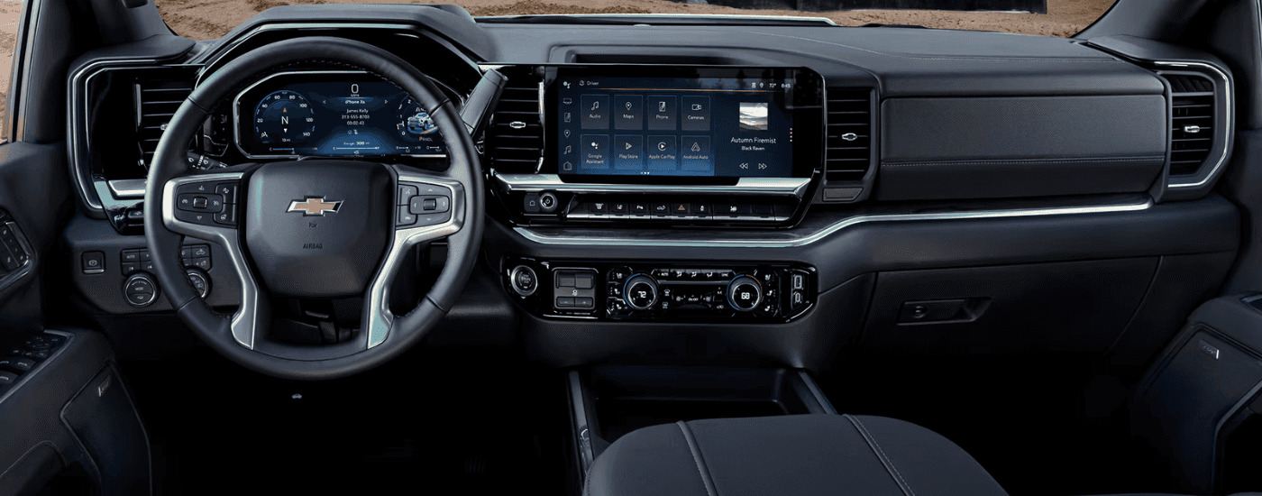 Black interior of a 2026 Chevy Silverado 2500 HD