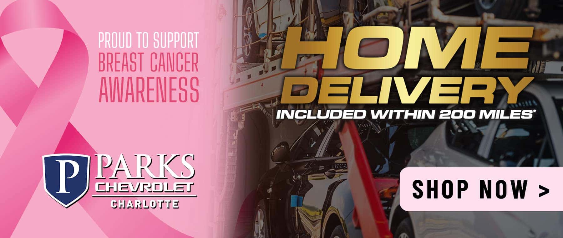 Home delivery included within 200 miles on any vehicle in stock at Parks Chevrolet Charlotte