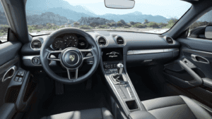 The 2021 Porsche Cayman Leather Interior and Leather Seating in Graphite Blue