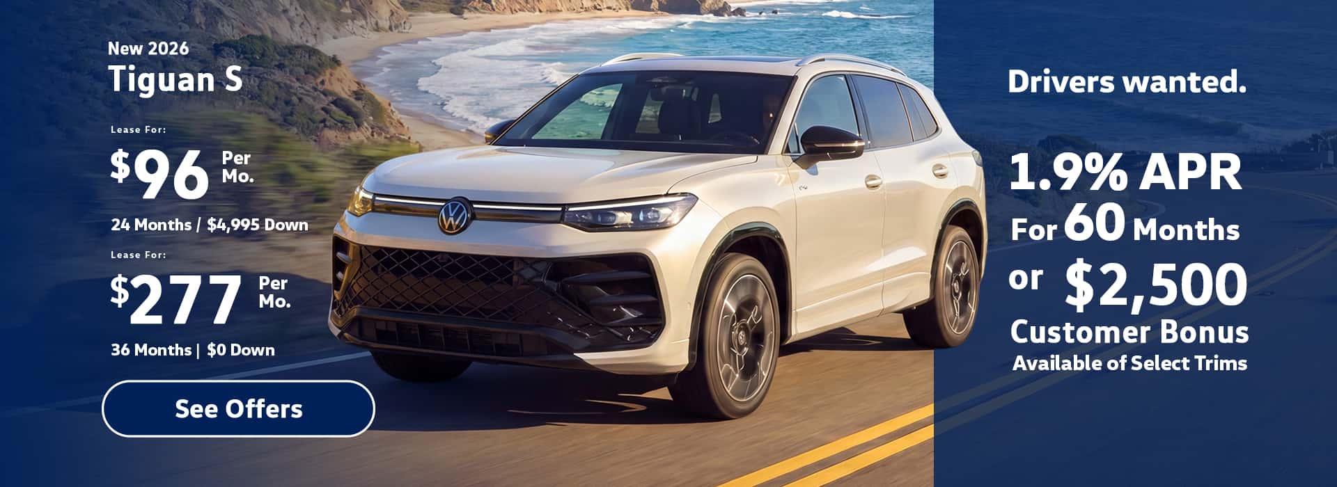 New VW Tiguan lease specials.