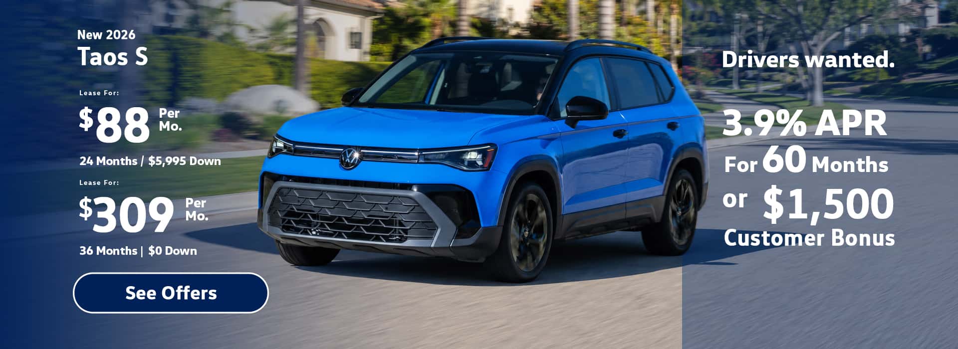 New VW taos Lease Special