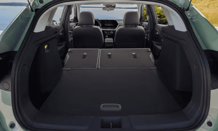 View of the 2025 Chevy Trax trunk featuring a modern design and a spacious trunk.