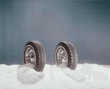 winter tires in snow