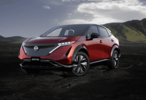 Nissan Ariya Platinum Passion Red Tricoat Black Metallic