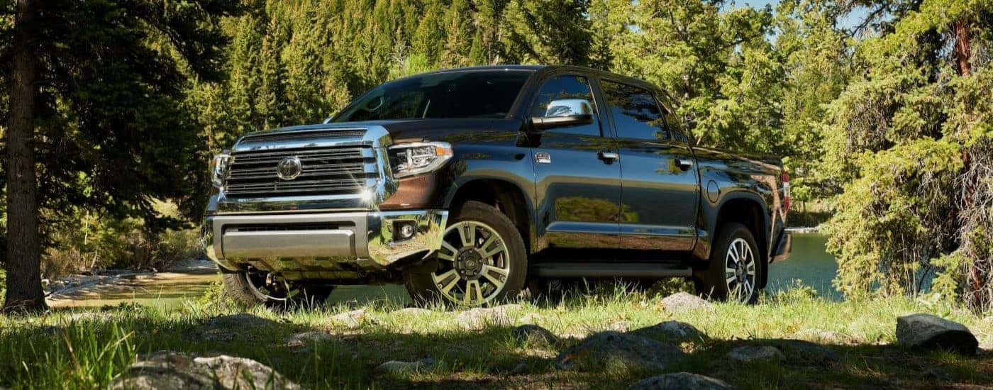 Brown 2021 Toyota Tundra is shown parked off-road.