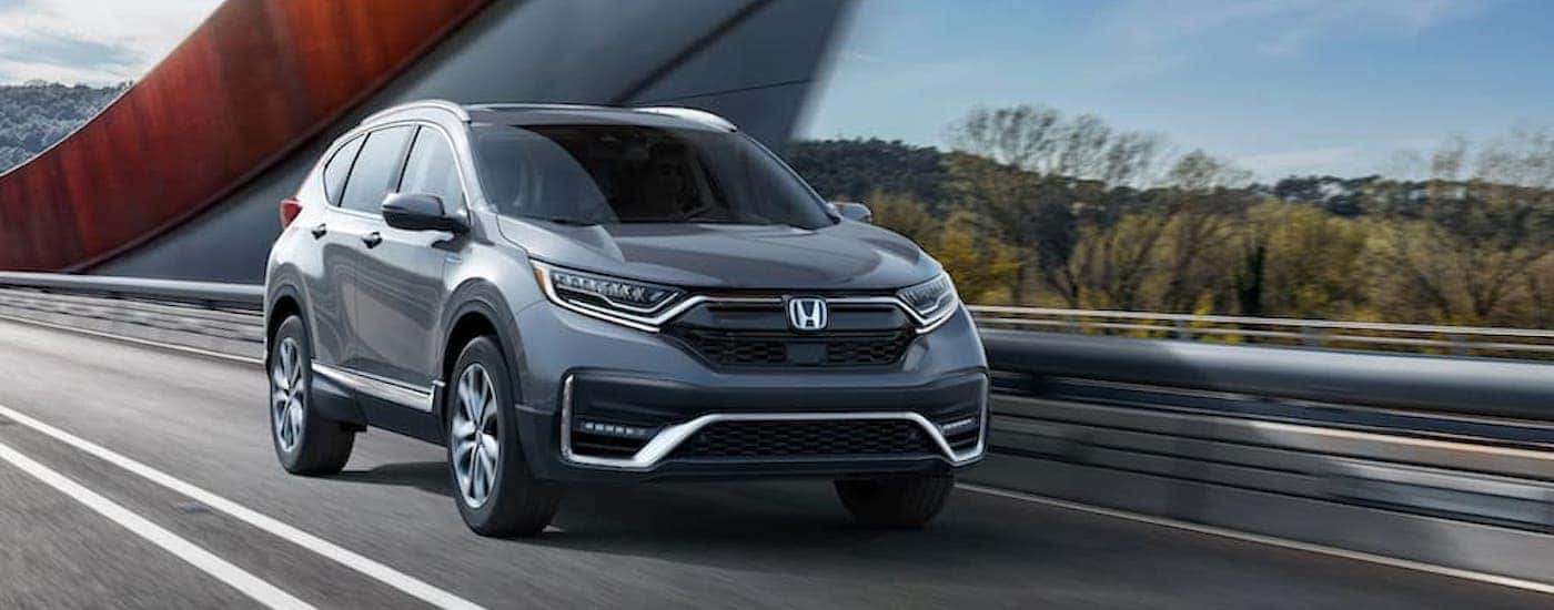 A grey 2020 Honda CR-V is shown from the front at an angle.