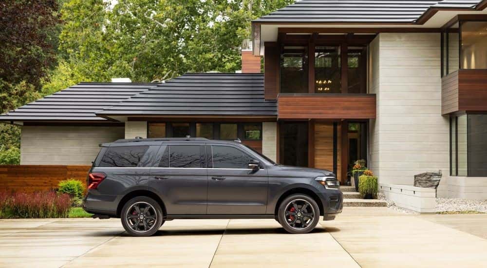 A gray 2022 Ford Expedition parked on a driveway.