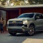 A silver 2023 Chevy Silverado 1500 Z71 parked on a driveway.