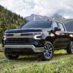 A black 2022 used Chevy Silverado 1500 for sale from the front.