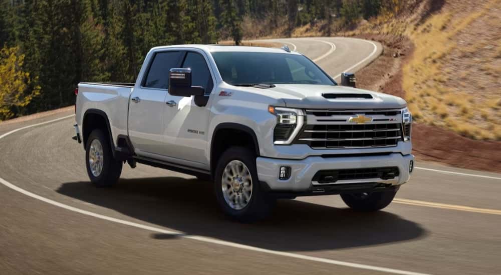 A white 2023 Chevy Silverado 2500 from the front.