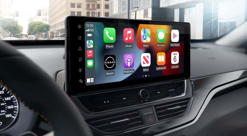 Infotainment and digital gauge cluster on a used 2023 Nissan Altima for sale
