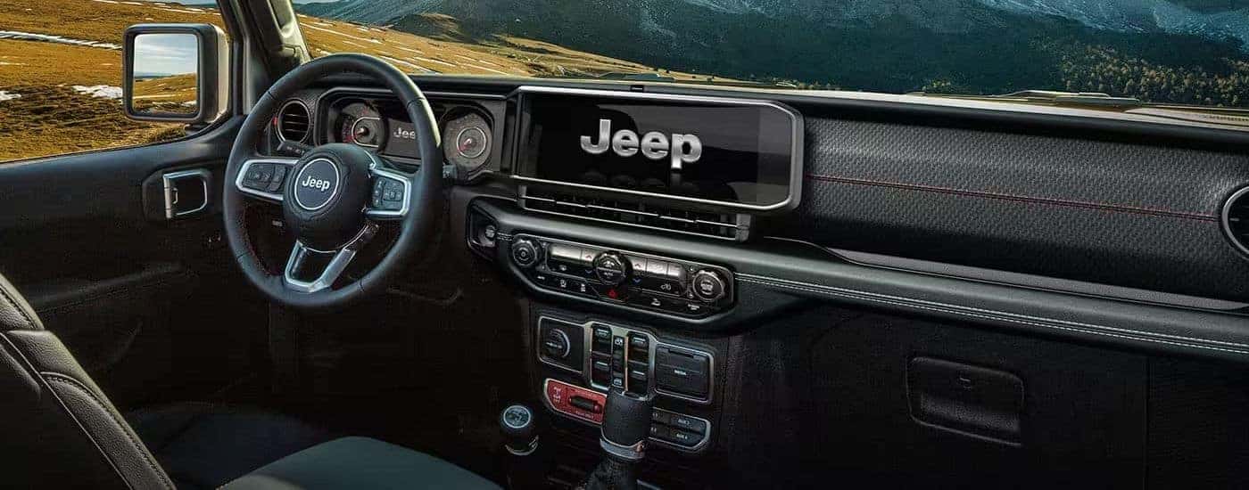 Black interior in a 2024 Jeep Wrangler