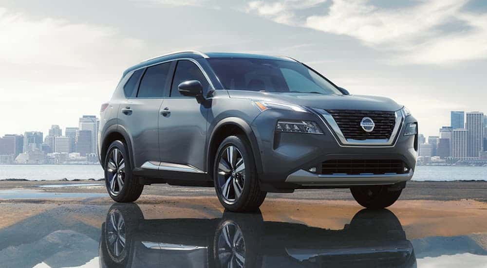 Silver 2021 Nissan Rogue parked to see a used Nissan Rogue for sale in Knoxville