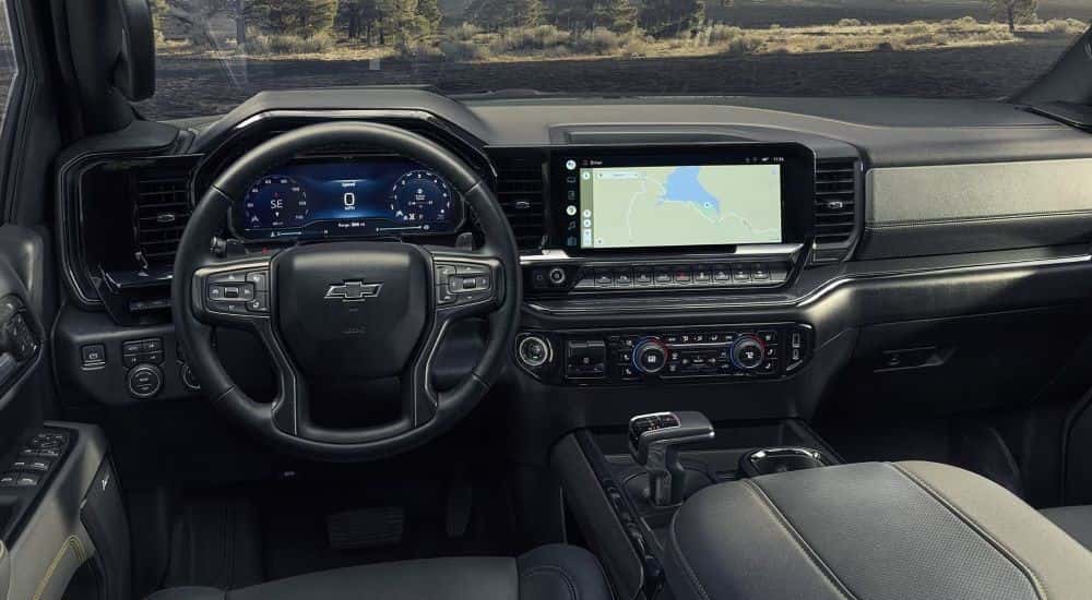 Gray dash in a used 2022 Chevy Silverado 1500 for sale.