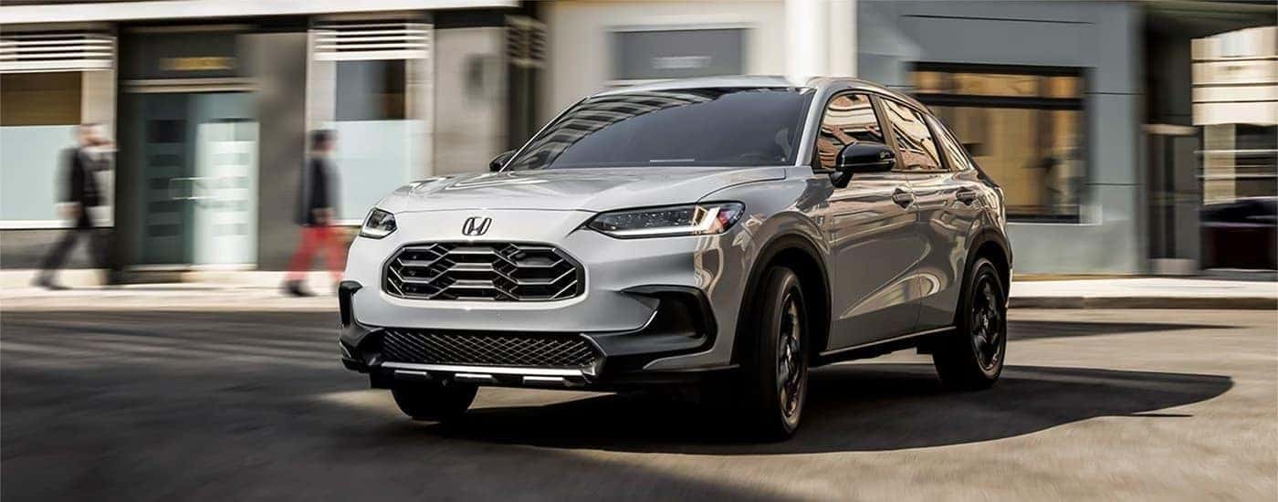 A grey 2023 Honda HR-V is shown from the front at an angle.