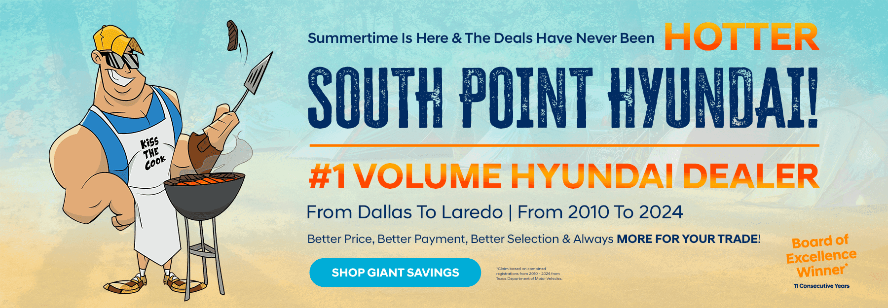 Summertime Is Here & The Deals Have Never Been Hotter at SOUTH POINT HYUNDAI! #1 VOLUME HYUNDAI DEALER FROM DALLAS TO LAREDO FROM 2010 to 2024