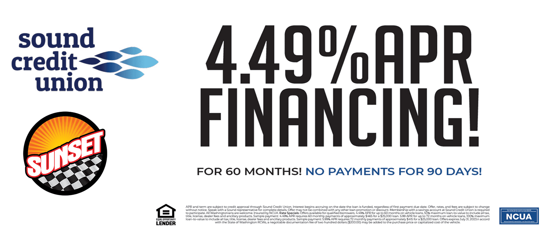 4.49% APR Financing | Sound Credit Union | Banner