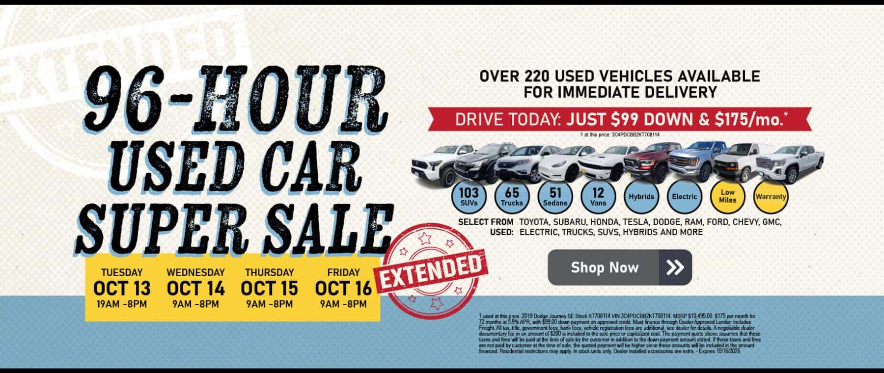 96hr Used Car Super Sale on now