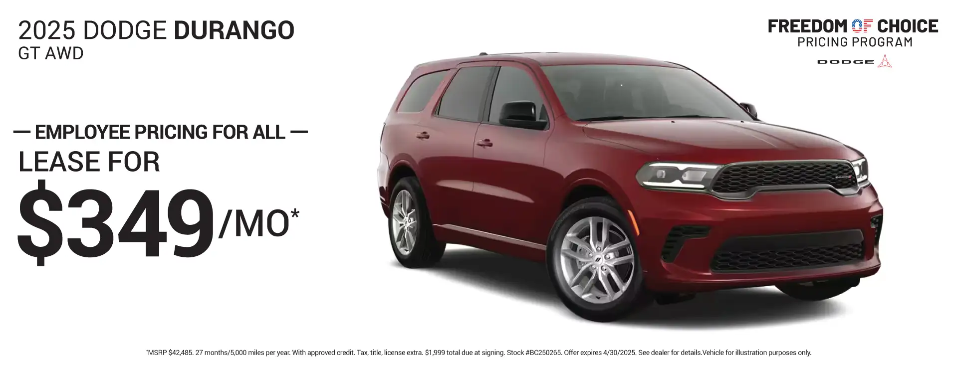 2025 DODGE DURANGO - Lease for $349/month*