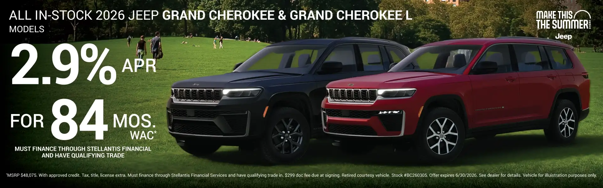 All In-Stock 2026 Jeep Grand Cherokee and Grand Cherokee L Models #BC260305 - Receive 2.9% APR for 84 months*