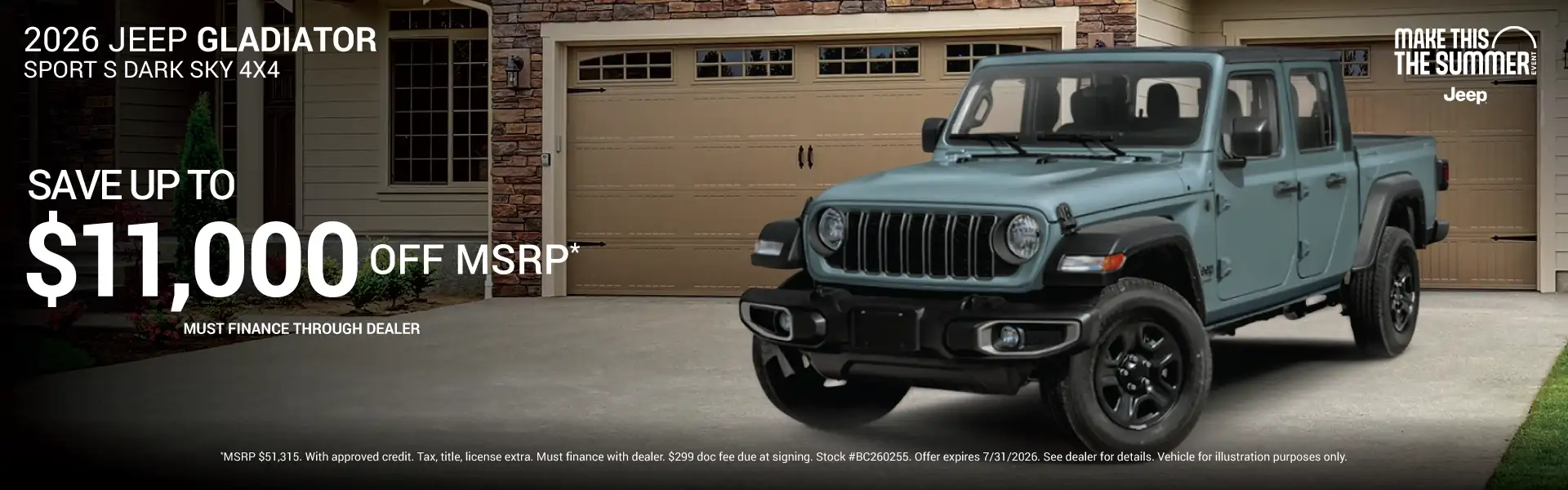 2026 Jeep Gladiator Sport S Dark Sky #BC260255 - Save Up to $11,000 Off MSRP*