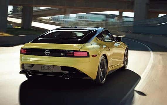 2023 nissan z in yellow rear view
